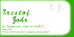 kristof zohr business card